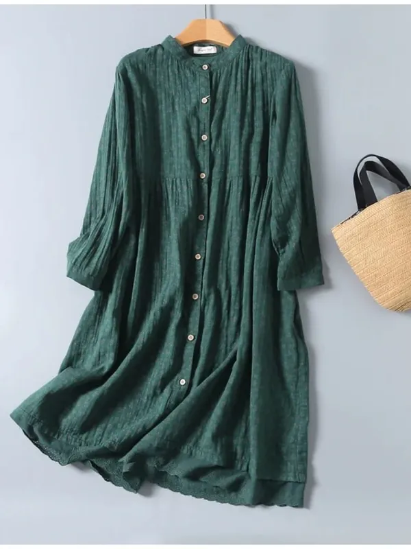 8 Colors -- Lamtrip-Retro Floral Cotton Yarn Long Sleeve Single Breasted Robe Casual Soft House Dress 2025 Spring — image 5