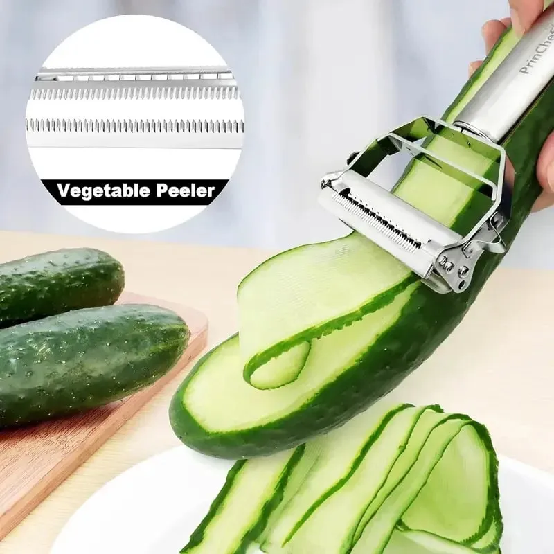 Stainless Steel Vegetable Peeler 4-in-1 Multi-Function Kitchen Tool with Anti-Slip Ergonomic Handle for Potato Carrot Cucumber — image 4