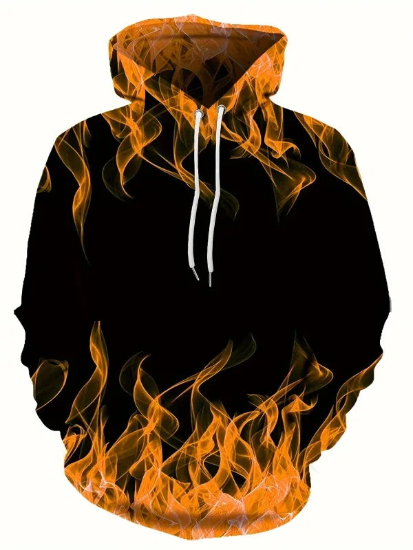 2024 Creative Flame 3D Print hættetrøje Cool hættetrøjer Herre forår Efterår Pullover Hættetrøje Oversized Harajuku Y2k tøj — image 8