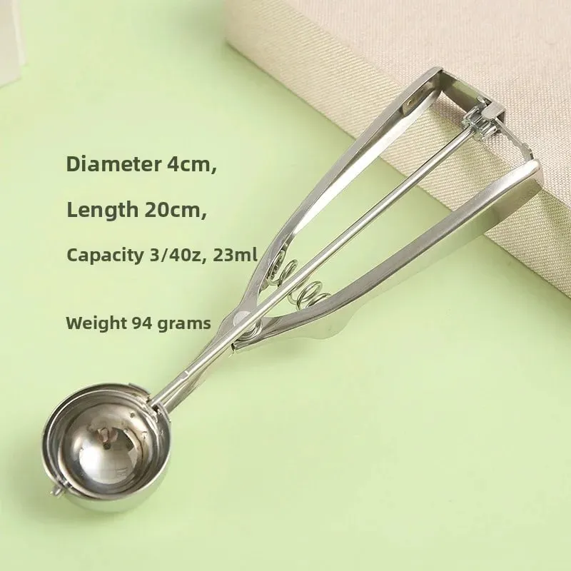 Ice Cream Spoon Kitchen Tools 3 Size Stainless Steel Spring Handle Mash Potato Watermelon Ball Scoop Home Kitchen Accessories