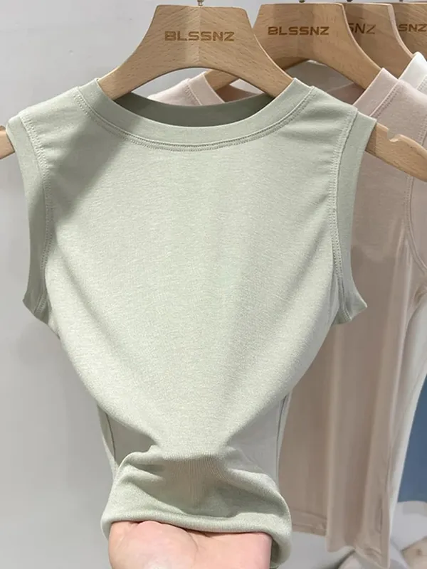 zjaiss 2026 Cotton Tops Neck Summer Basic Shirts White Black Casual Sport Vest Off Shoulder Green Women's Tank Top