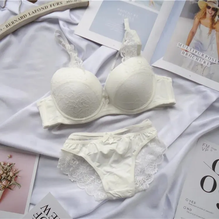 Lingerie Bra Underwear for Women Sexy Section Breathable Female Large Plus Size Lace Push Up Bralette Bra and Panty Set