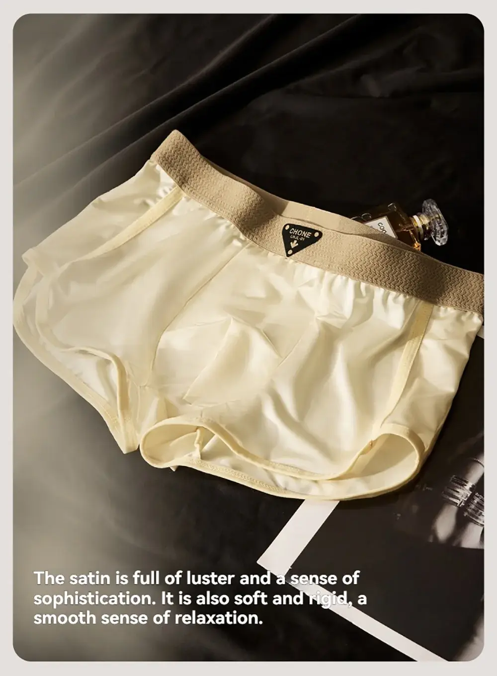 3PCS/Pack Luxury Solid Satin-like Boxer Man Cool 10A Antibacterial Silk U-shape Pouch Men's Panties High Elastic Wais Underpants