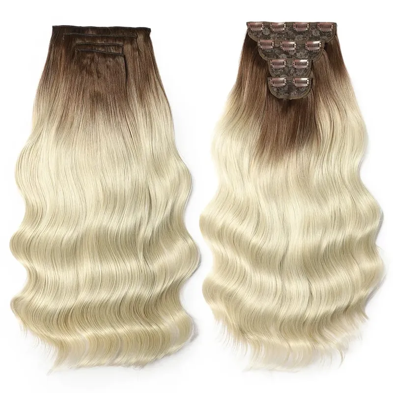 Water Wave Clip in Hair Extensions 22 inches 4 pcs/lot Soft Thick Natural Heat Resistant Fiber Clip in Synthetic Hair — image 13
