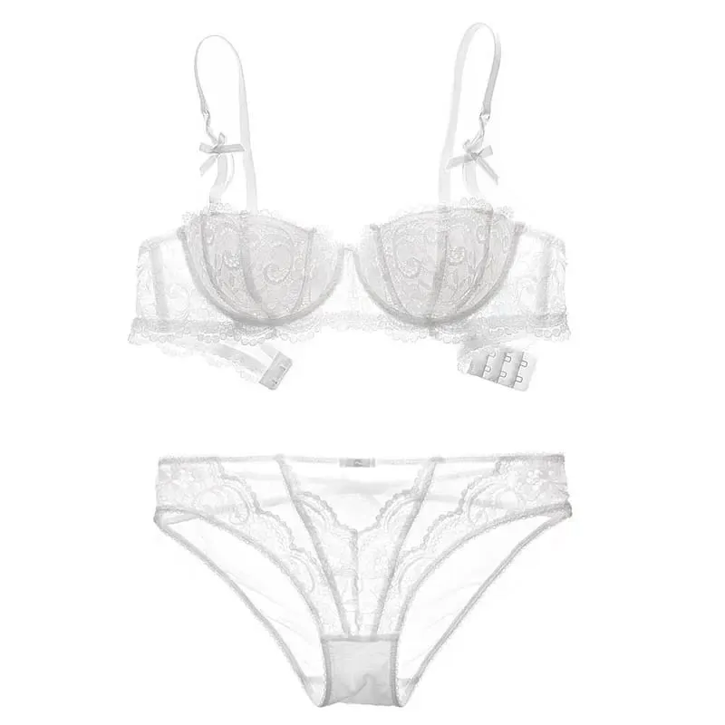 Christmas Lace Bra Set - Black & Red Sheer Bralette Ultra Thin Half Cup Pure Desire Look Tushy Underwear Xmas Party Lingerie — image 4