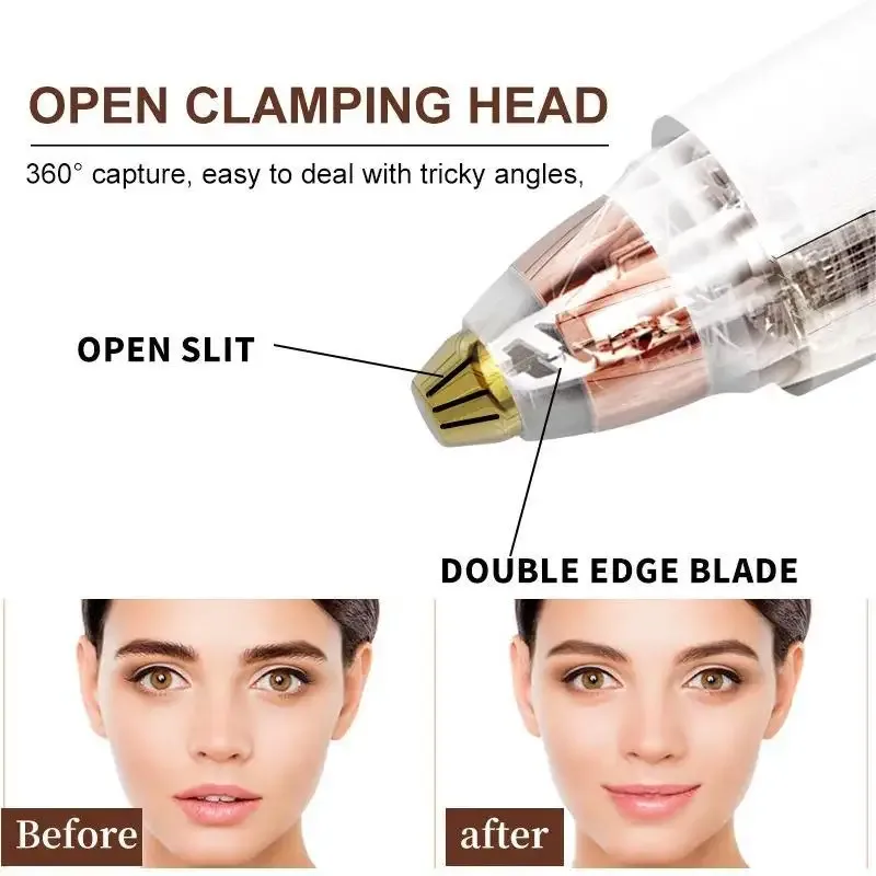 2-in-1 Double Head Women's Shaving Machine Eyebrow Trimmer Electric Eyebrow Trimming Knife Eyebrow Trimming Pen — image 3