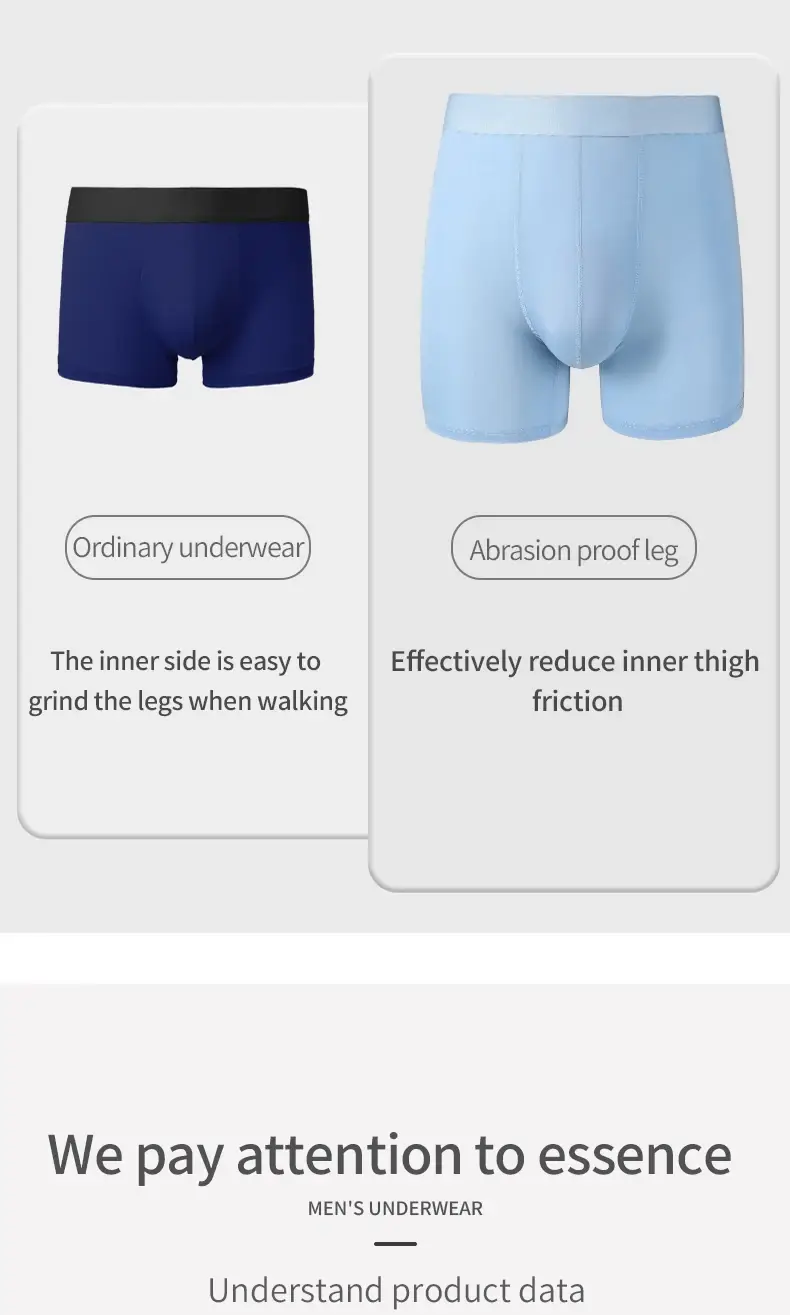 Cueca esportiva masculina de seda gelo, roupa íntima de verão para homens, perna fina, respirável, tamanho grande, roupa estendida, virilha, boxers — image 8