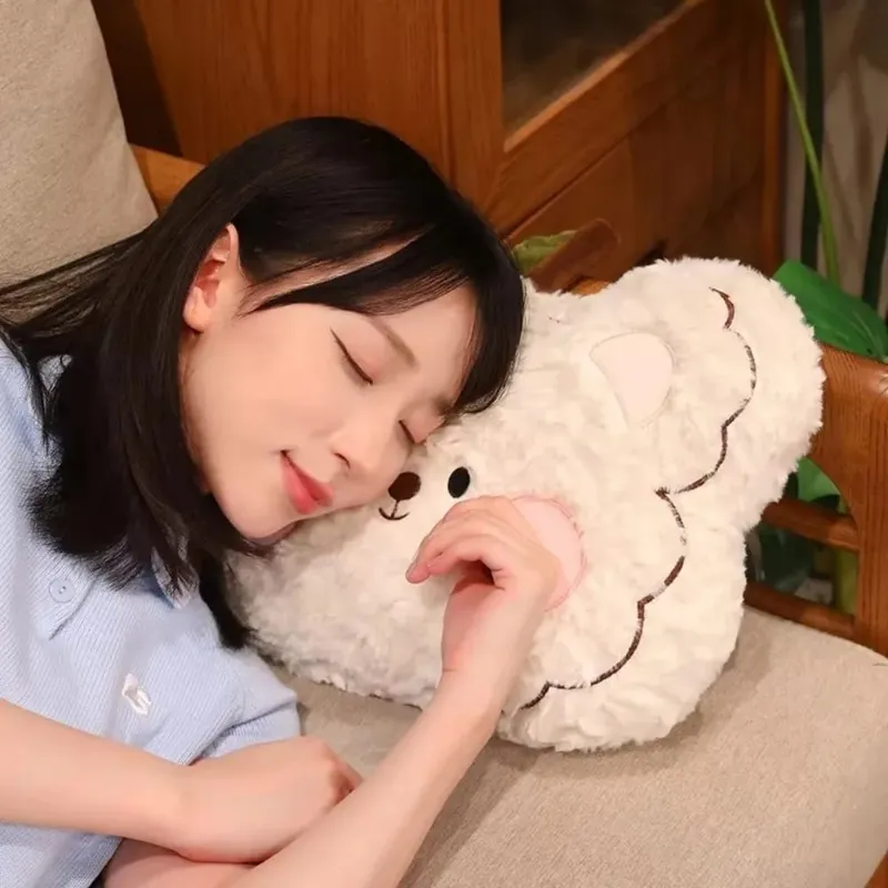 Seat Companion Lembut Kerinting Fluff Bear Bantal Blush Pipi Kusyen Sofa Comel Bantal Boneka Haiwan Comel Hiasan Rumah — image 4