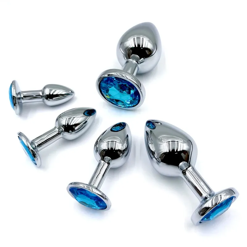 Metal Anal Plug With Gem Base Beginner To Expert 5 Size Butt Plug G-Point Massage Dildos Female/Male Couples Adult Sex Toys — image 4