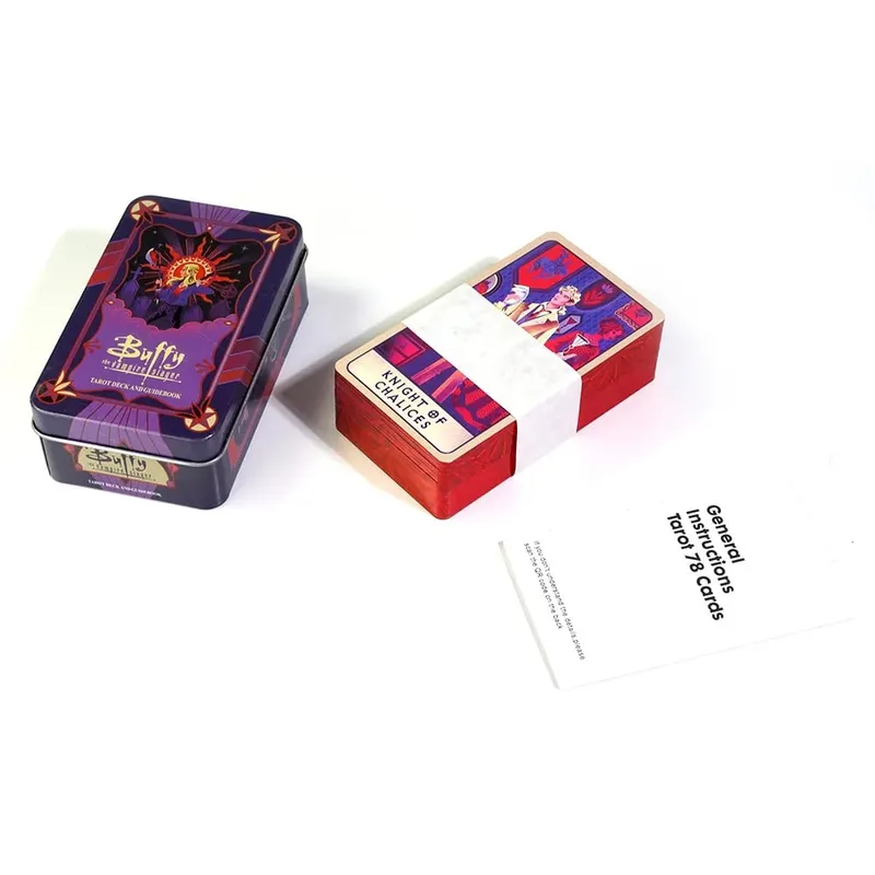 10.3*6cm Buffy The Vampire Slayer Tarot Deck In A Tin Box with Red Gilded Edges 78 Pcs Cartoon Themed Tarot Cards with Guidebook — image 5