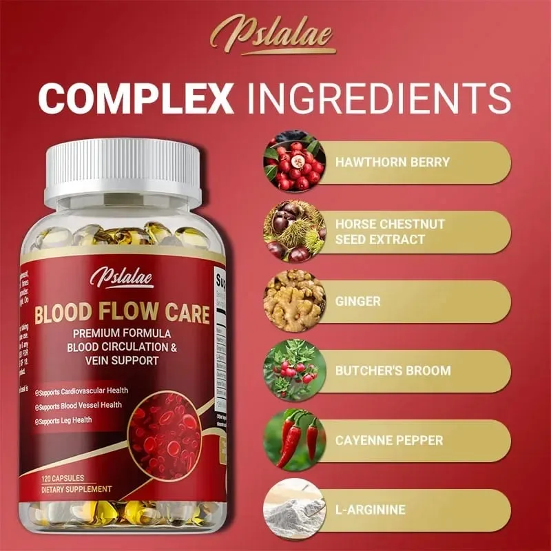 Blood Flow Care Supplement - Supporting Blood Circulation Promotes Leg Vein Heart Blood Vessel and Cardiovascular HealthSuppl — image 1