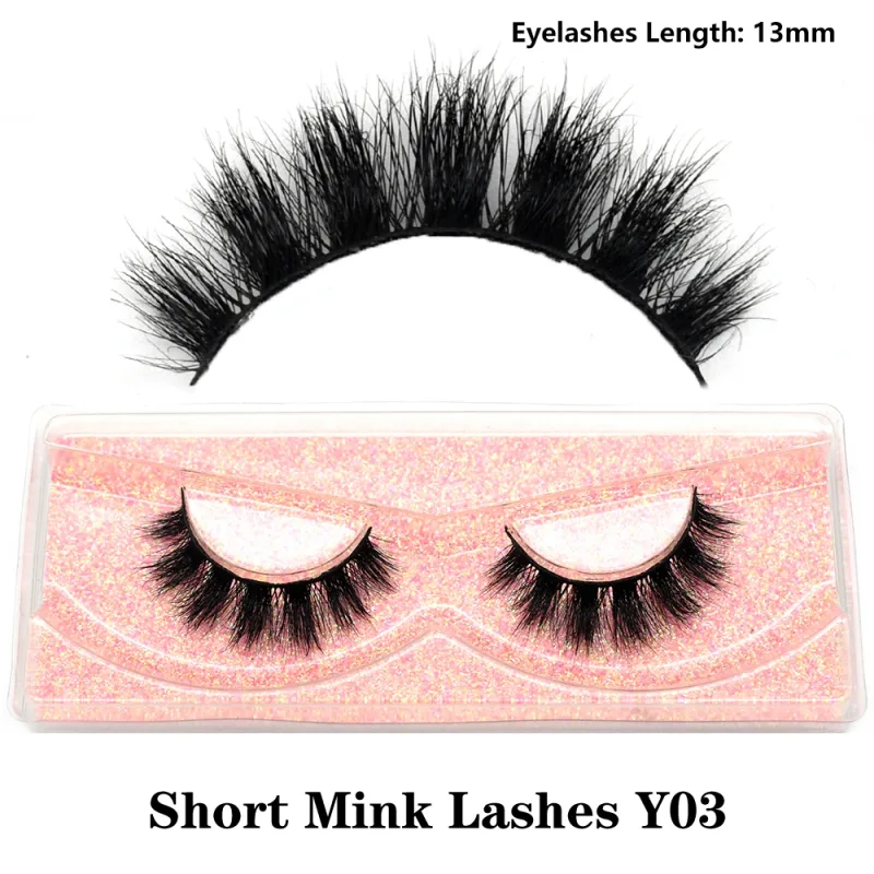 Demi-cils naturels 3D en vison, courts, duveteux, vaporeux, bande croisée, doux, Extension, maquillage — image 38