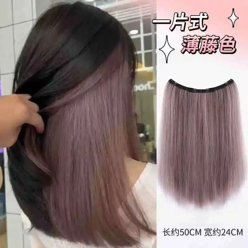 V-shaped One-Piece Synthetic 4 Clip In Hair Extensions Long Straight Hairstyle Hairpiece Colour 50CM Natural Fake Hair — image 6