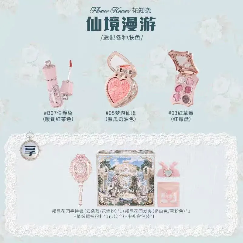 Flower Knows Bunny Garden Collection Lip Cream Blush Air Cushion CC Cream Liquid Foundation Eye Shadows Palette Makeup Set