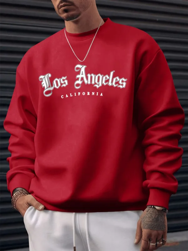 Moletom masculino outono e inverno quente casual solto clássico perda anjos estampa manga comprida gola redonda versátil — image 5