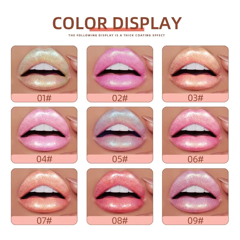 9Pcs/Sets Glitter Lip Glaze Liquid Lipstick Set Shine Lip Gloss Gift Box Natural Moisturizer Waterproof Lips Makeup For Women — image 3
