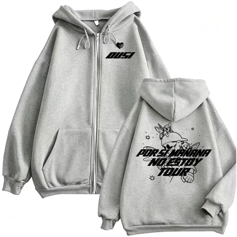 Omar Courtz Por Si Manana No Estoy Tour Zipper Hoodie Men Women Harajuku High Street Sweatshirts Jacket Long Sleeve Zip Up Coats