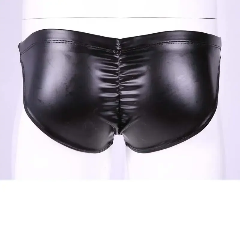 Seluar Renang Berkilat Minyak PU Buih Anjal Punggung Bertingkat Rendah-Mengangkat Slip Bikini Shirring Jahitan Selangkangan Seluar Dalam Mandi Seluar Pendek — image 5