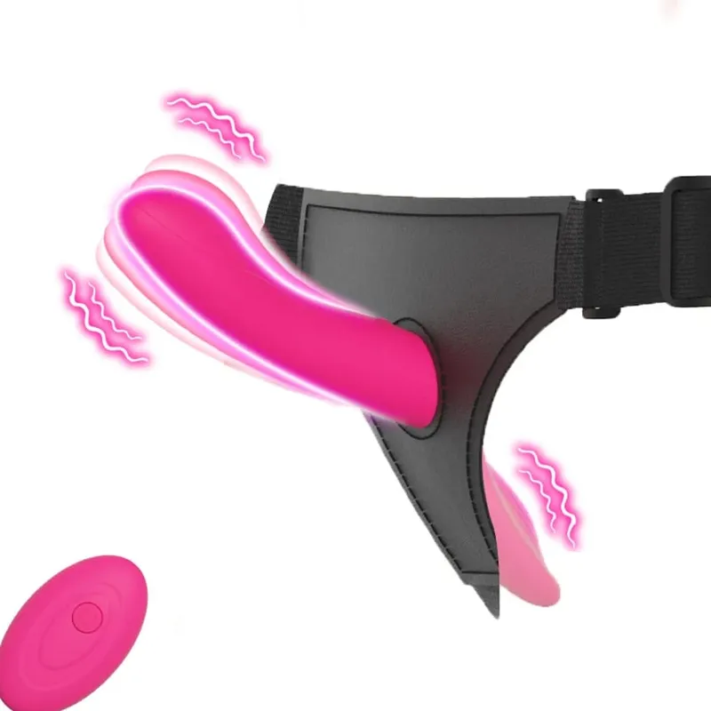 Strap On Double-Headed Vibrator Dildo Adjustable with 10 Vibration Modes Wearable Harness Sex Toy for Female Couple for Lesbians