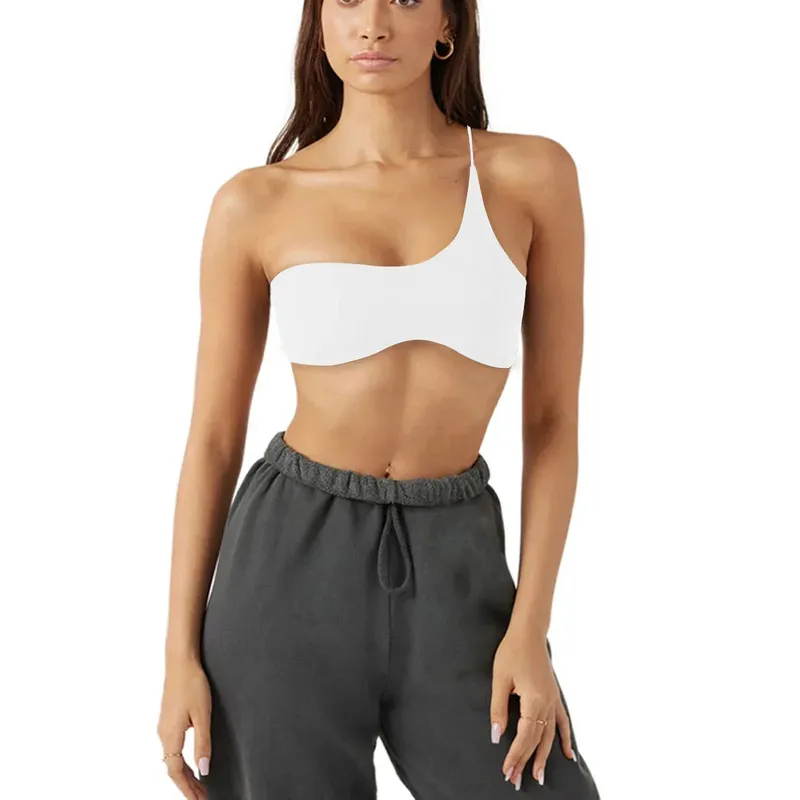 Stretchy Summer Corset Top Women Slim One-Shoulder Sleeveless Black Sexy Bodycon Club Crop Tops Jogger Tube Aesthetic Clothing — image 10