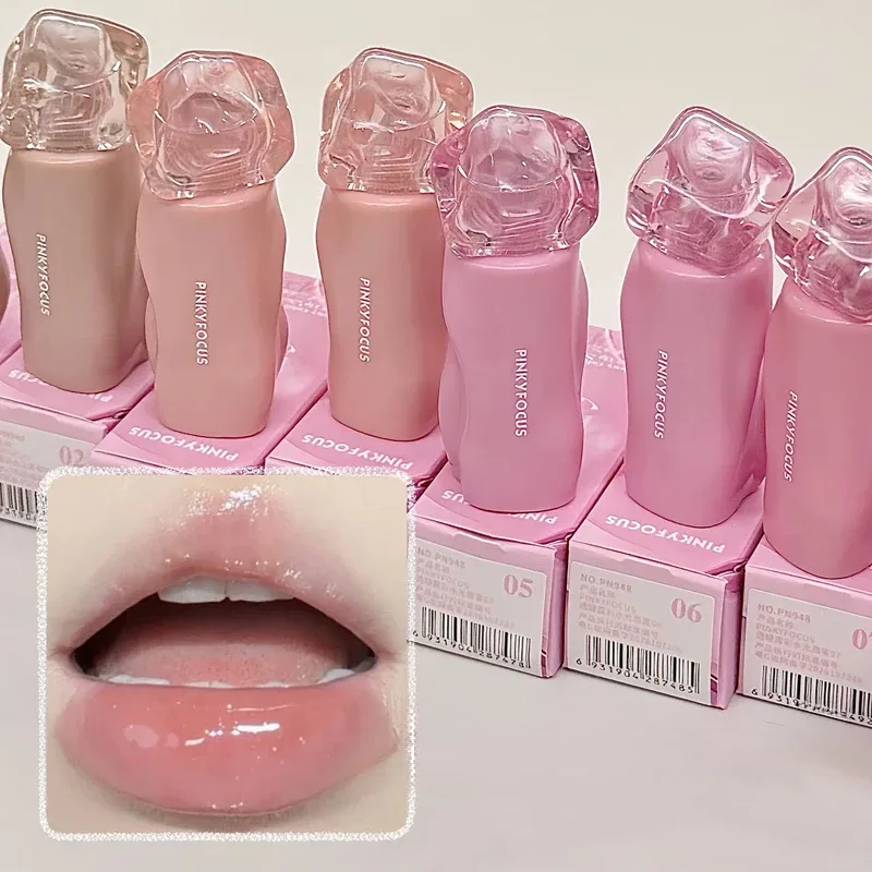Pinkyfocus Lipstick Glossy Mirror Lip Gloss Moisturizing Hydrating Juicy Nude Lip Tint LongLasting Daily Natural Makeup Lipstick
