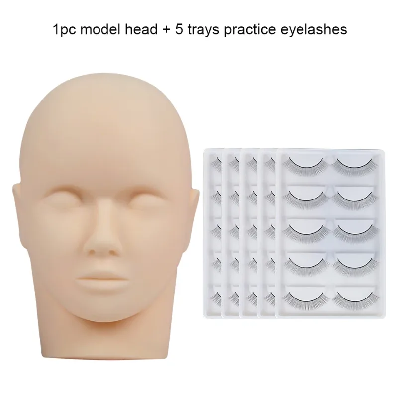 Mannequin Head For Eyelash Extension Training Kit With Removable Eyelids Silicone Cosmetic Model Heads Makeup Tools Gel Material — image 13