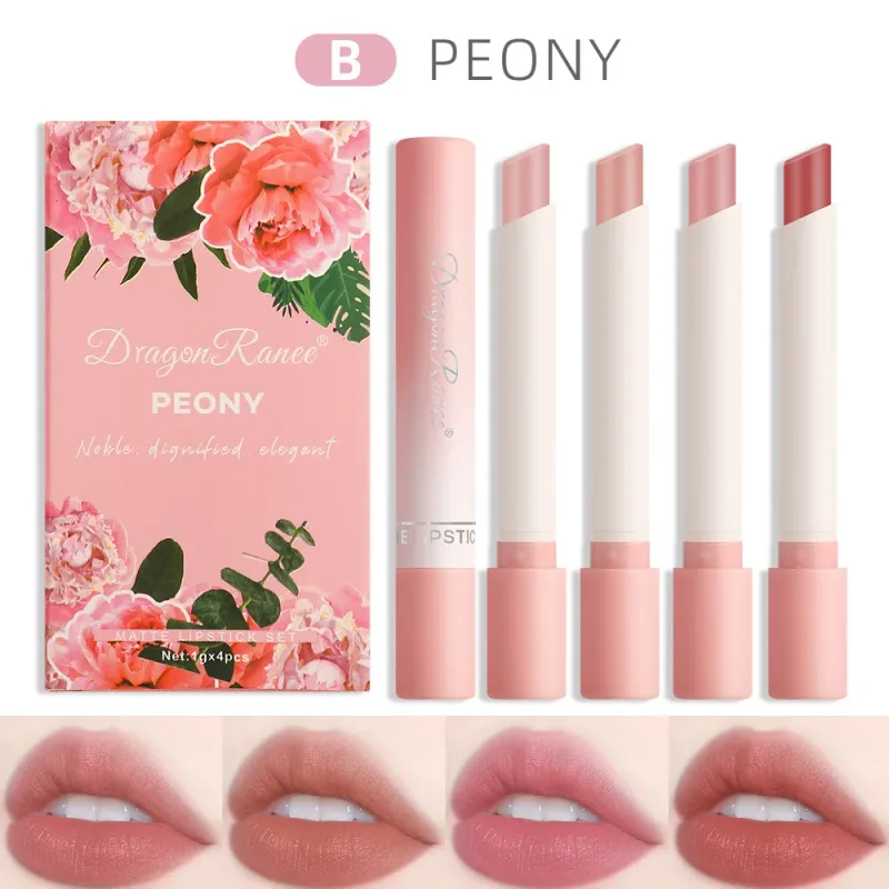 Cigarette Lipstick Set 4pc Velvet Matte Lip Gloss Waterproof Long Lasting Smoke Lip Stick Sexy Red Lip Tint Charming Lips Makeup