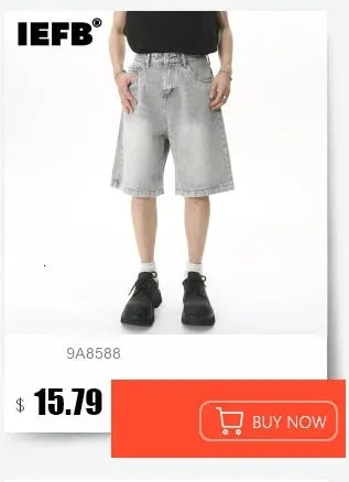Men's Wear Knee Length Denim Shorts Summer New Multi Pocket Loose Jeans Solid Color Japanese Style Male Overalls 9C6027 — image 10
