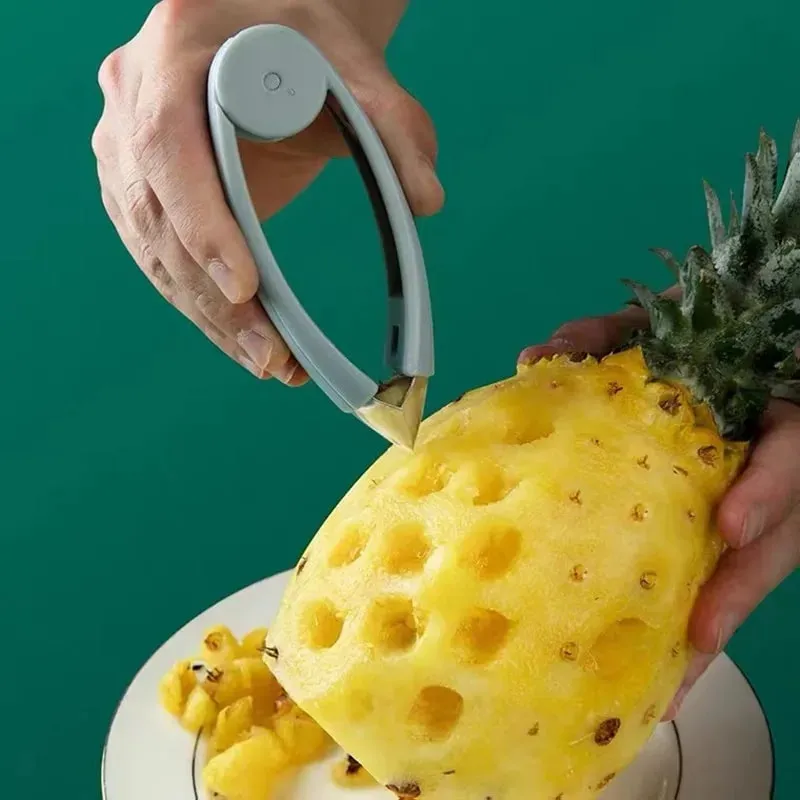 1 Buah Klip Penghilang Biji Praktis Buah dan Sayuran Pengupas Mata Nanas Baja Stroberi Alat Buah Gadget Dapur