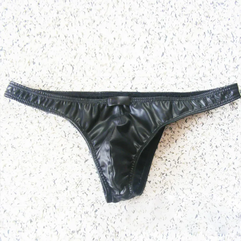 Undies Thong Underpants Stylish and Functional Men\\\'s Sexy PU Leather Underwear Briefs with Pouch Multiple Sizes — image 3
