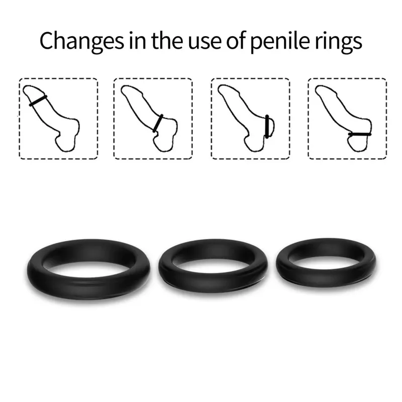 3PCS Durable Silicone Cock Rings Flash In The Night Lock Penis Ring Sex Toys For Men Male Delay Ejaculation Scrotum Lock Ring — image 4