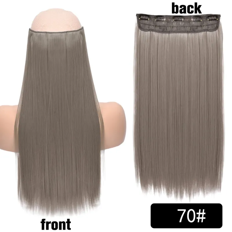 Long Straight Curly One Piece 5clips Clip-in Extensions 22Inch Heat Resistant Hairstyles Colour Mix Blonde Hair Piece For Women — image 55