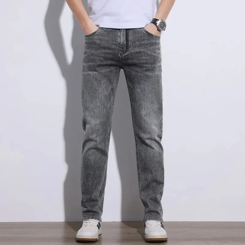 Men's Jeans Stretch Slim Regular Fit Gray Light Blue Dark Blue Jeans For Men Denim Pants Causal Streetwear Mens Clothing — image 6