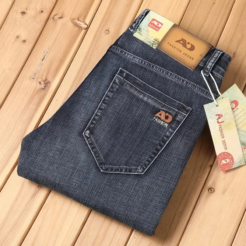 2025 Brand New Men's Slim Thin Jeans Retro Light Blue Cotton Stretch Denim Pants Male Fashion Casual Brand Trousers — image 2