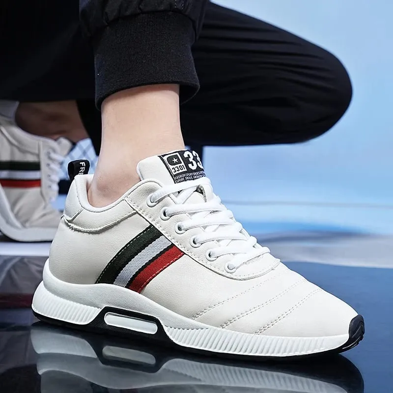 Men Leather Elevator Shoes Chunky Casual Sneakers Height Increase Insoles 6CM Heightening Shoes Tall Lift Sports Shoes — image 2