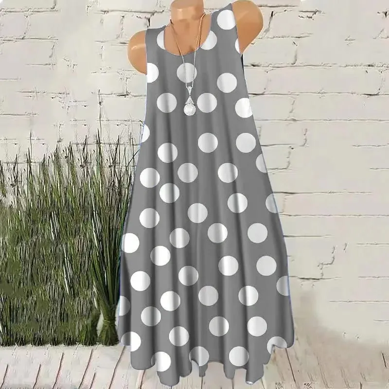 Round Dot Pattern Fashion Women Mini Dresses Summer Sleeveless 3D Printing Street Ladies Trend Dress 3XL Plus Size Casual Dress — image 7