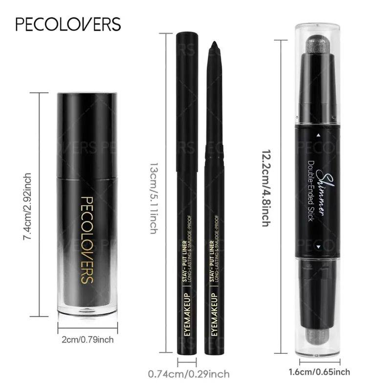 3pcs/SET Black Series Makeup Set Matte Waterproof Lipstick Black Waterproof Eyeliner Eyeshadow Pen Perfect for Halloween — image 4