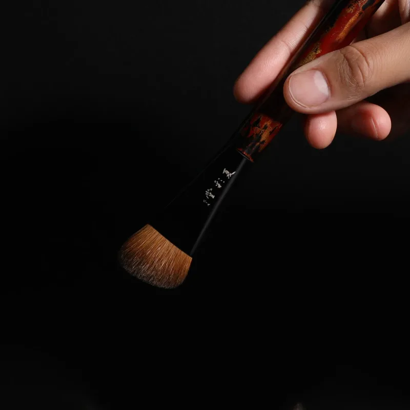 D2B-02(S) Professional Handmade Make Up Brush Flat Angled Foundation Brush Soft Weasel Hair Raw Lacquer Handle Makeup Brushes