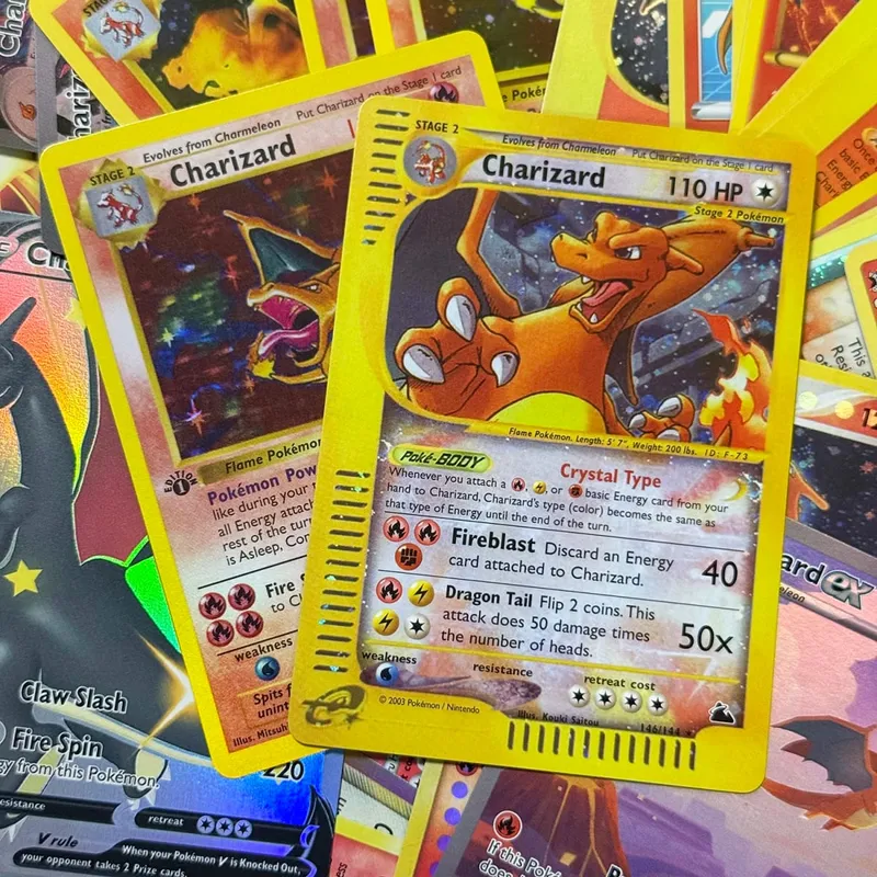 Customize Cards First Base Set Classic Edition Foil Flash Cards Shining Charizard Mewtwo Game Collection PTCG Game Cards