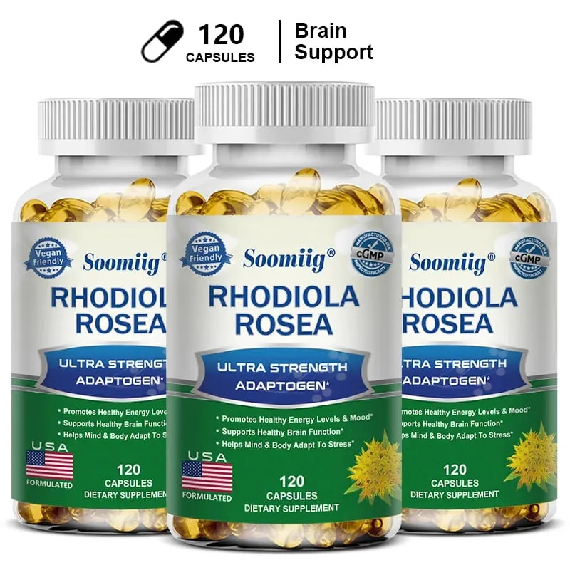 Rhodiola Rosea Capsules - High Strength Rhodiola Rosea Complex Supplement Mood Brain Non-GMO Gluten-Free — image 1
