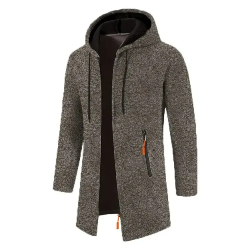 Novo masculino manga longa camisola com capuz para homens com zíper sweatshirts oversize streetwear quente cor sólida outono jaqueta com capuz — image 10