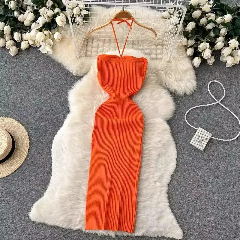 YuooMuoo Chic Mode Sexet Pakke Hofter Split Strikket Sommerkjole 2025 Kvinder Slank Elastik Bodycon Festkjole Streetwear Outfit — image 6