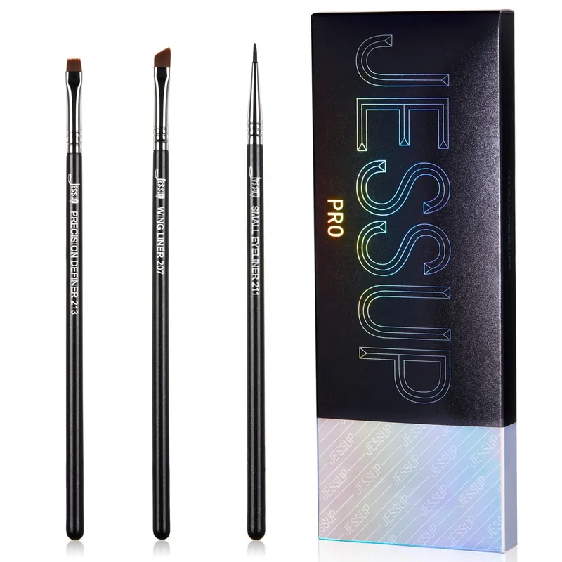 Jessup Eyeliner Brushes set 11pcs Pro Eyeliner Brushes Tapered Angled Flat Ultra Fine Precision Eye Makeup brushes set T324