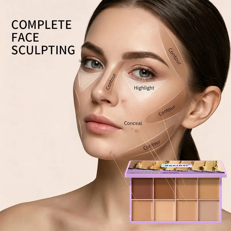9Pcs Blur Primer Hydrating Foundation 8‑Color Cream Concealer Palette Woman Makeup Brushes Long Lasting Bleadable Christmas Gift — image 5