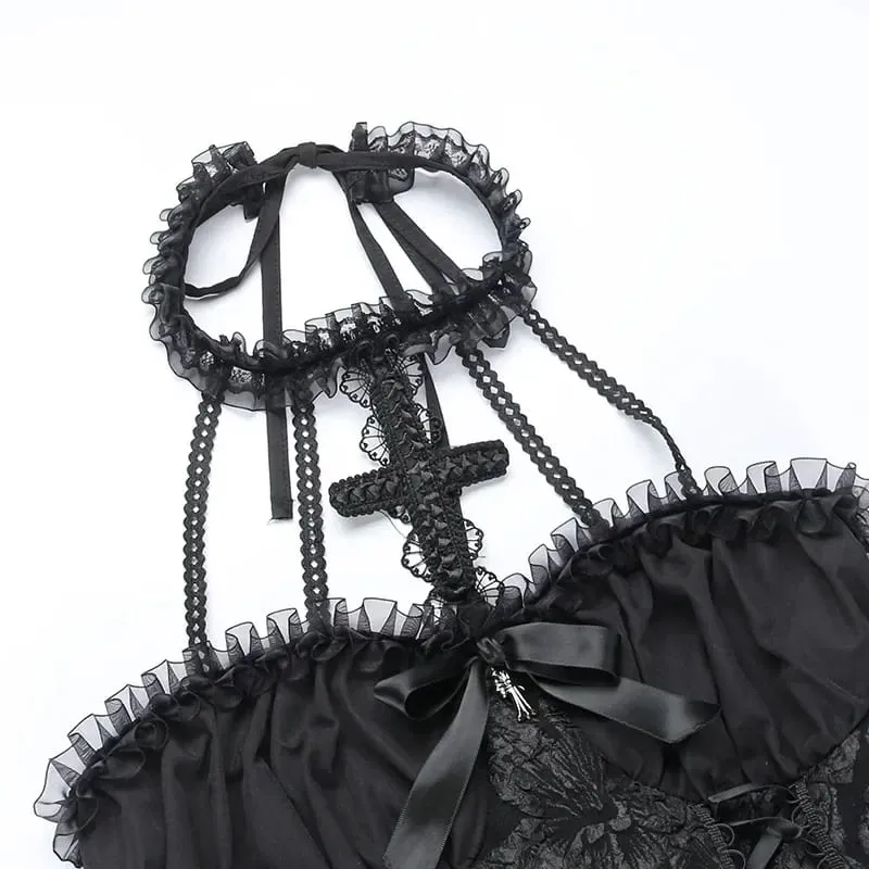 Mall Gothic Emo Jacquard A-line Dresses Goth dress Elegant Grunge Ruched Bandage Partywear Punk Black Women Halloween Club Dress — image 6