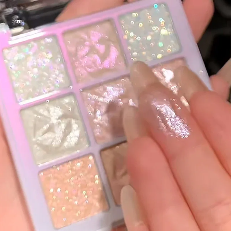 9 Colors Glitter Snowflake Eyeshadow Palette Dream Girl Pearly Eye Shadow Matte Matte Highlights Cool Tone Charming Eyes Makeup — image 5