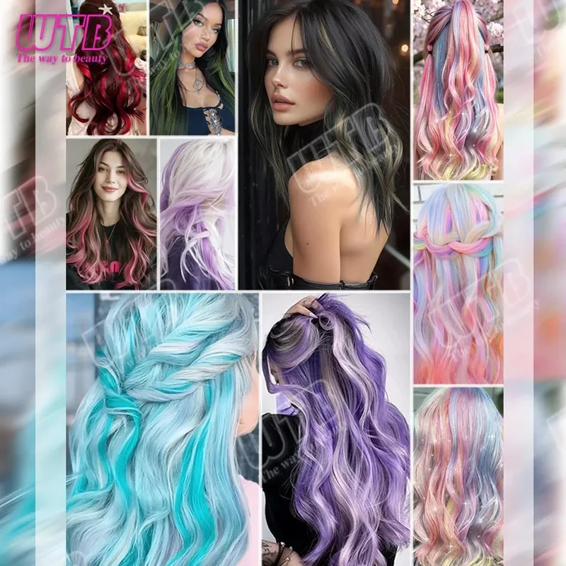 Peluca sintética de 60 cm, extensión de cabello coloreado estilo Clip BB con cable láser, adecuada para que mujeres y niñas la usen en días festivos y fiestas — image 6