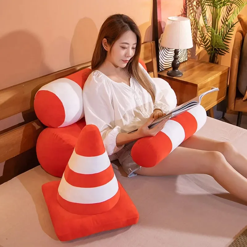 Plush Toy Simulation Traffic Cone Road Construction Cone Sign Roadblock Simulation Toy Set Safety Soft Cushion Pillow — image 6