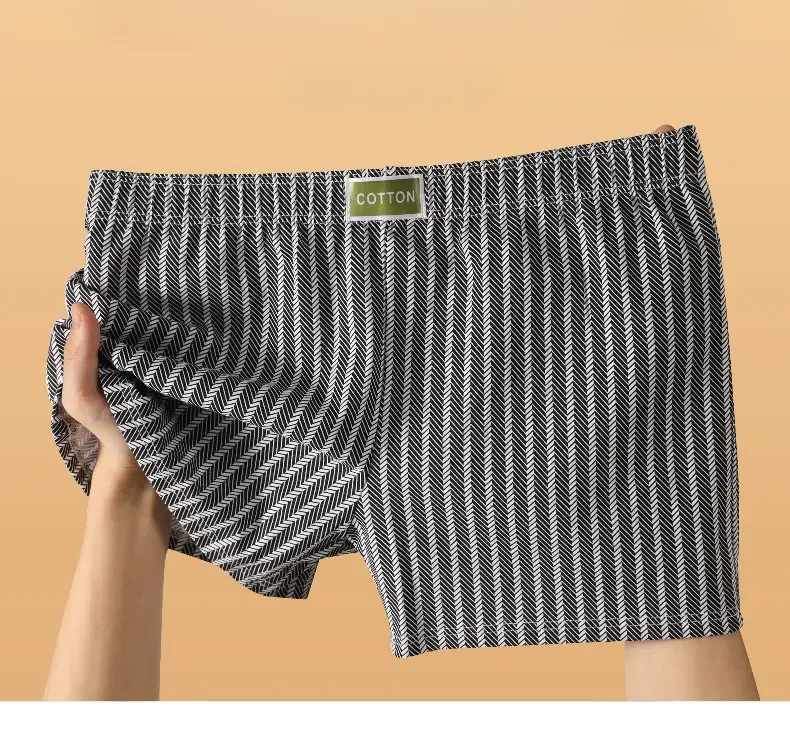 Men's Panties Striped Loose Breathable Home Boxers Underpants Plus Size Soft and Comfortable Cotton Boxers Sports Short Section — image 1