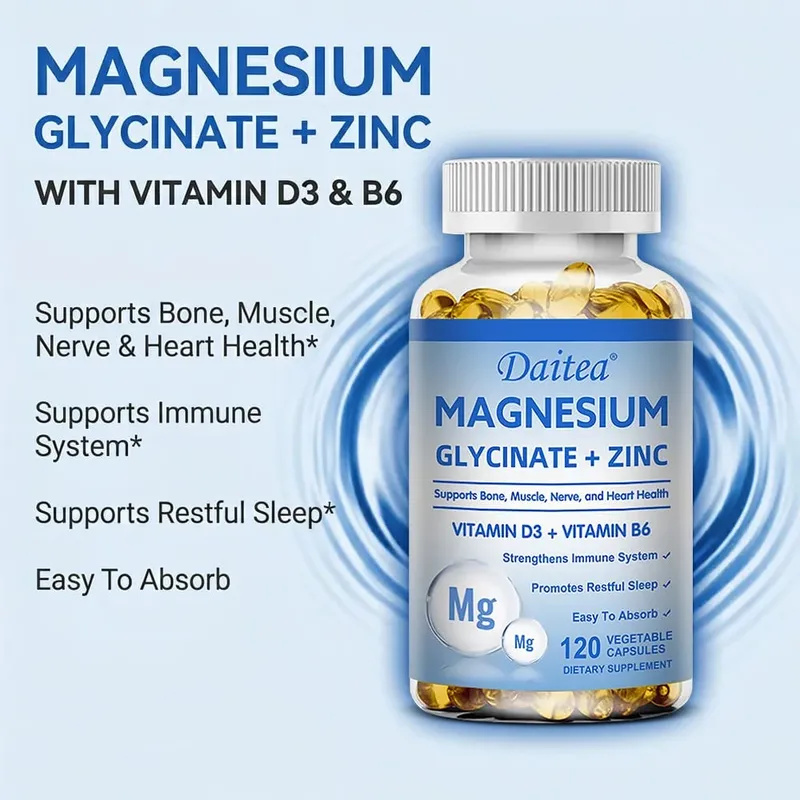 Magnesium Glycinate + Zinc - Improves Sleep Quality Promotes Cardiovascular Bone and Heart Health Promote Intestinal Digestion — image 4